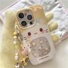Korean Cute Cartoon Cat Phone Case For iPhone 16 Pro 15 14 Pro Max Cover with Chain Strap Lovely Protective Cases Capa
