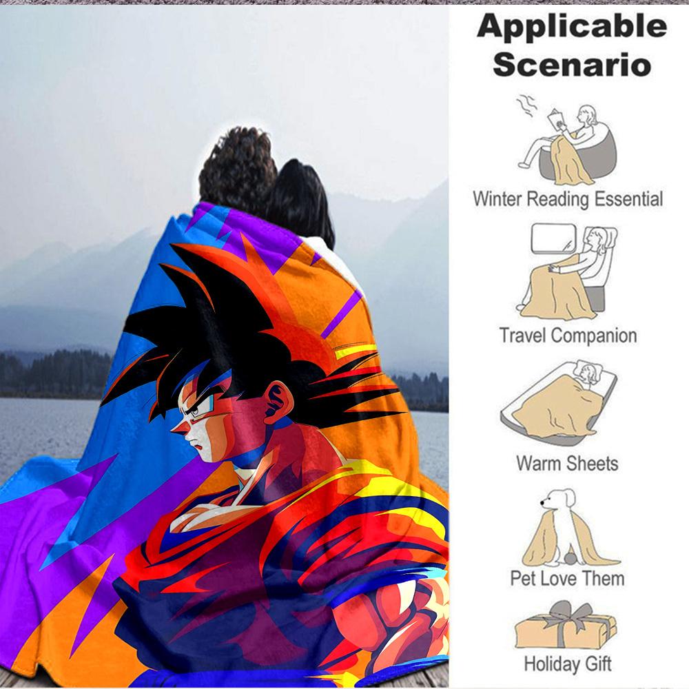 1pc Dragon Ball Z Flannel Blanket [Cozy Throw Blanket] For Sofa, Bed, Travel, Camping, Livingroom, Office, Couch, Chair, And Bed