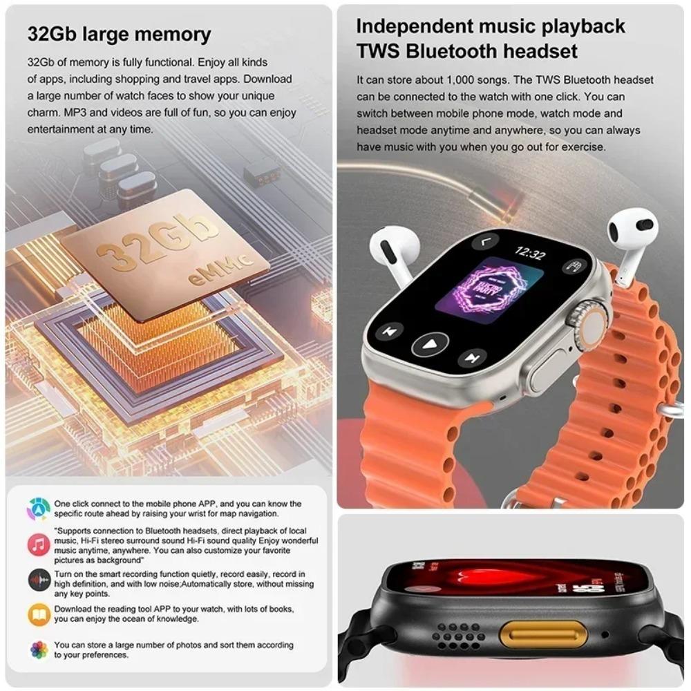 2025New DT Ultra 3 Pro Google Map NFC SmartWatch 32G Memory Music Video NFC Bluetooth Call Waterproof SmartWatch
