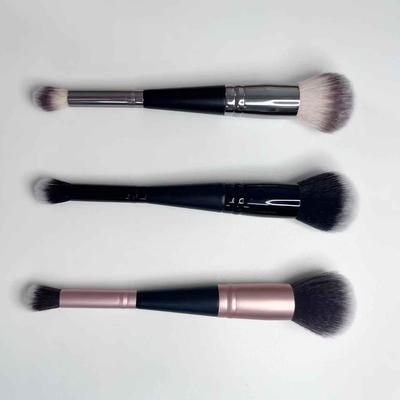 Professional Dual Dual Head Makeup Brush Custom Logo Foundation Powder with Wood Handle Used with Shaving Brush