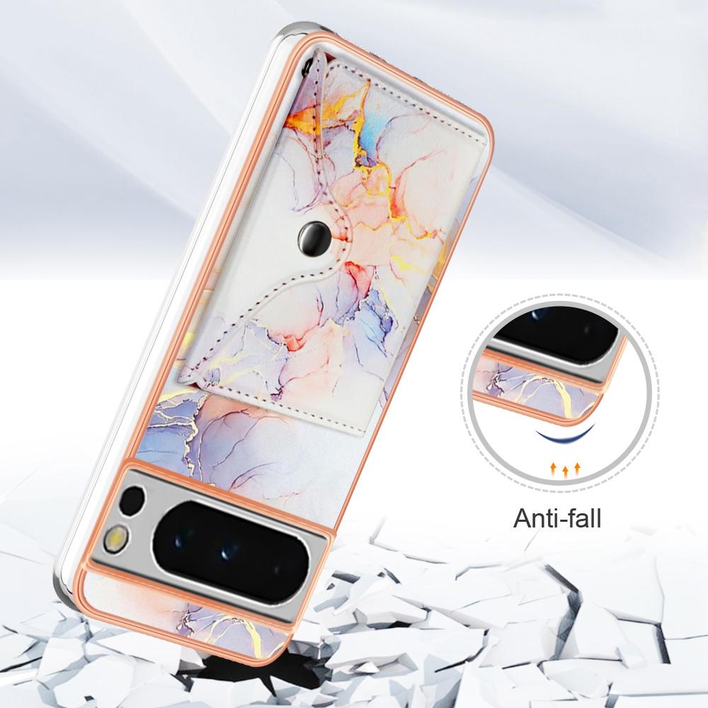 YB Leather Coating Series-9 for Google Pixel 8 Pro Case Card Holder Kickstand Leather Back Cover