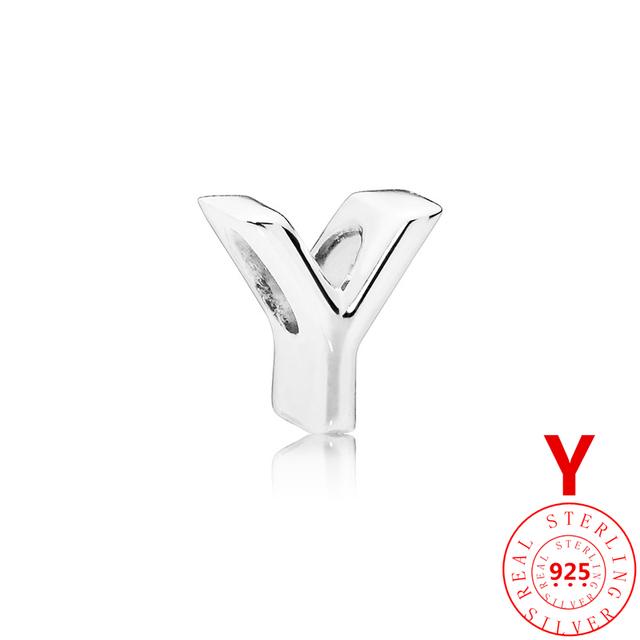 Autentické stříbro 925 Anglické písmeno AZ 26 abeceda klasické korálky vhodné originální módní náramek s přívěskem DIY dámské šperky