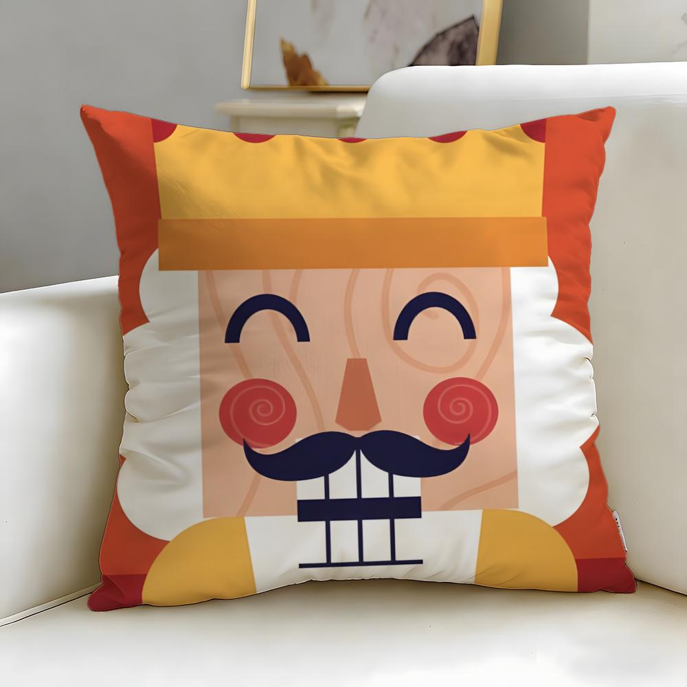 classic doll Nutcracker Doll Cushion Cover Soft  EasyWash Pillow Case  Versatile for Couch Bed Travel and Office