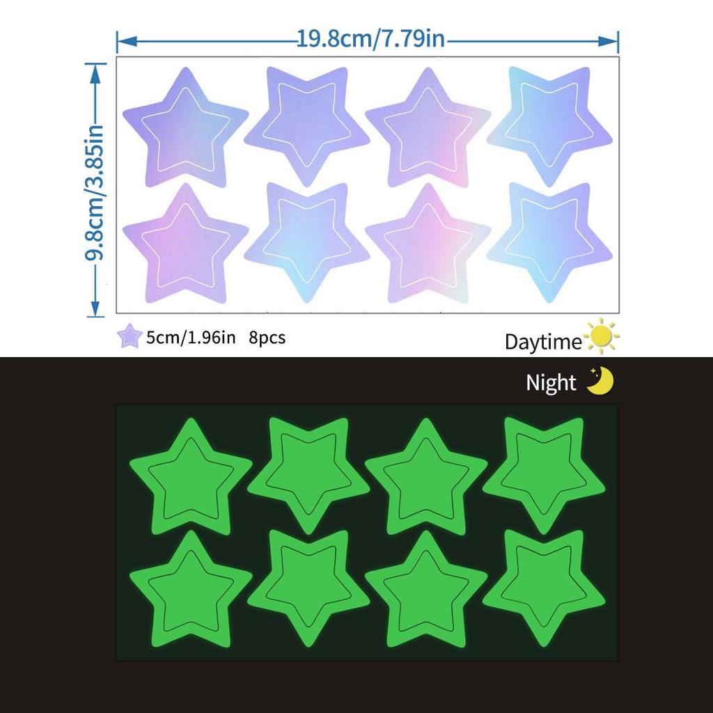 Iridescent Glow-in-the-Dark Star Stickers for Kids' Room, Bedroom, Party, or Window Decoration