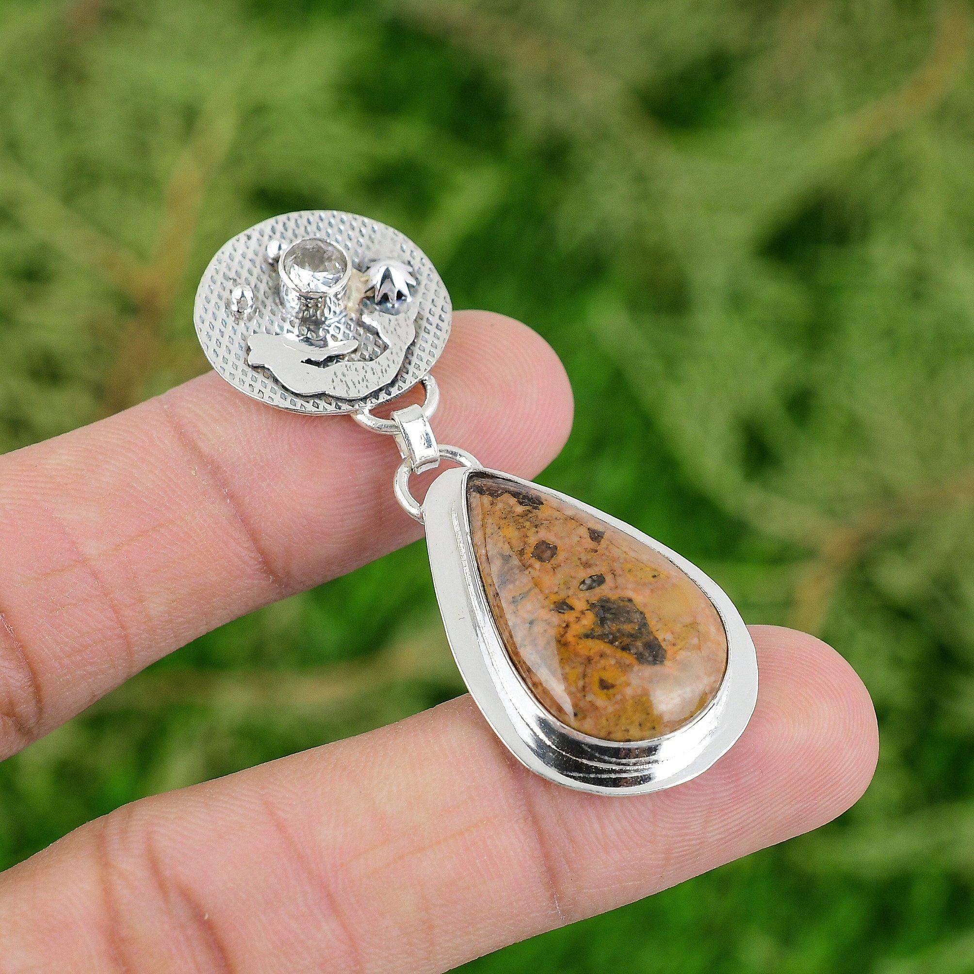 

Bauxite Gemstone Pendant Handmade Pendant 925 Sterling Silver Pendant Unique Style Jewelry Gifts For Him