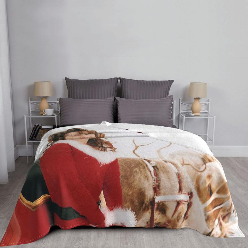 Mariah Carey Singer Christmas Gift Blankets Soft Warm Flannel Throw Blanket Cover for Bed Living Room Picnic Travel Home Sofa