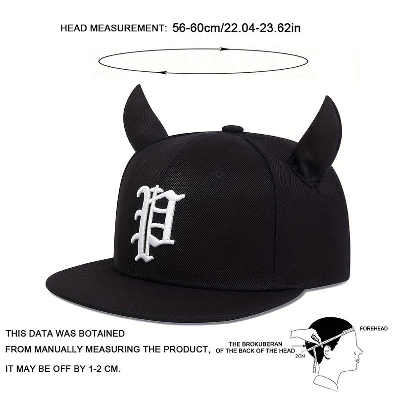 Fashion Hip Hop Baseball Cap Letter P Embroidery Hip Hop Cap Men Trucker Caps Cute Horns Sports Sun Hat Cotton Snapback Hats