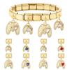 Y2K Creative Heart Moon Butterfly Star Bow Golden Pendant Italian Charm Links Fit 9mm Stainless Steel Bracelet Women DIY Making