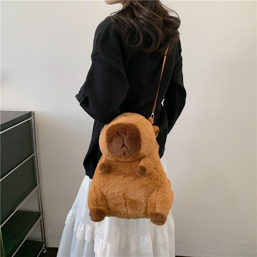 Plush Capybara Capybara Plush Backpack Animal Cartoon Cartoon Shoulder Bag Unisex