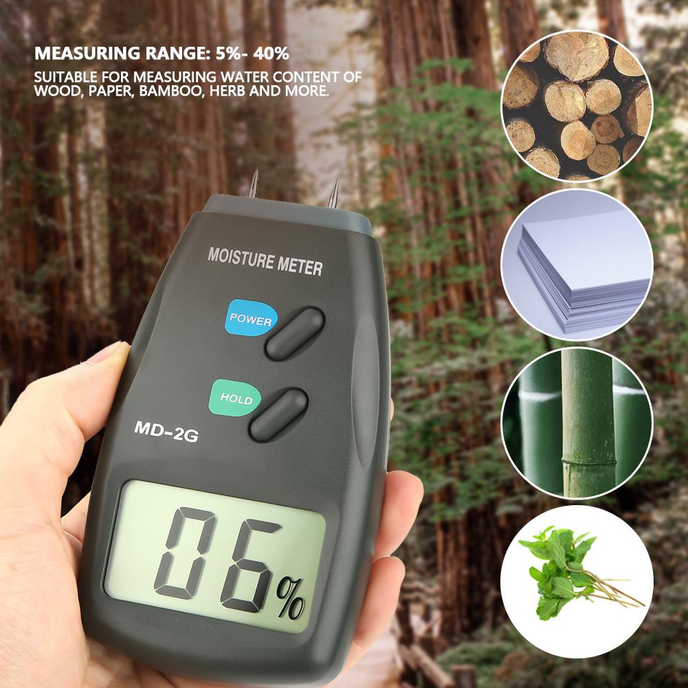 MD 2G LCD Digital 2 Pin Wood Moisture Meter Detector Timber Hygrometer Humidity Tester
