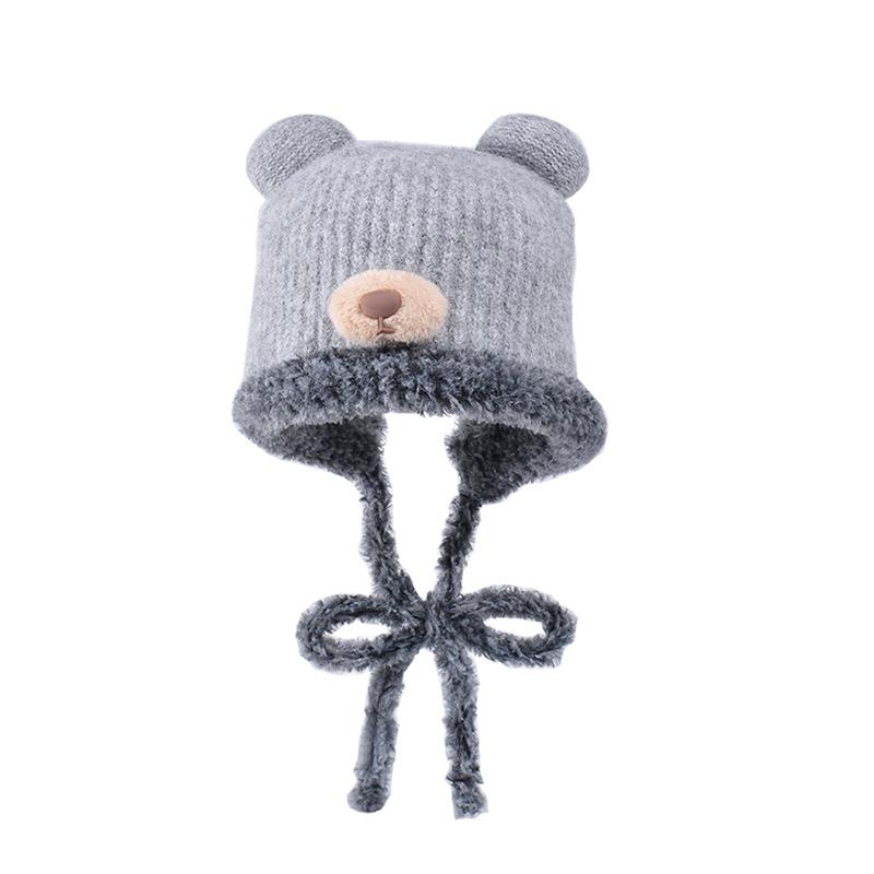 Cute bear plush hat women's winter plush warm wool hat cold protection ear protection face small bag head knitted hat