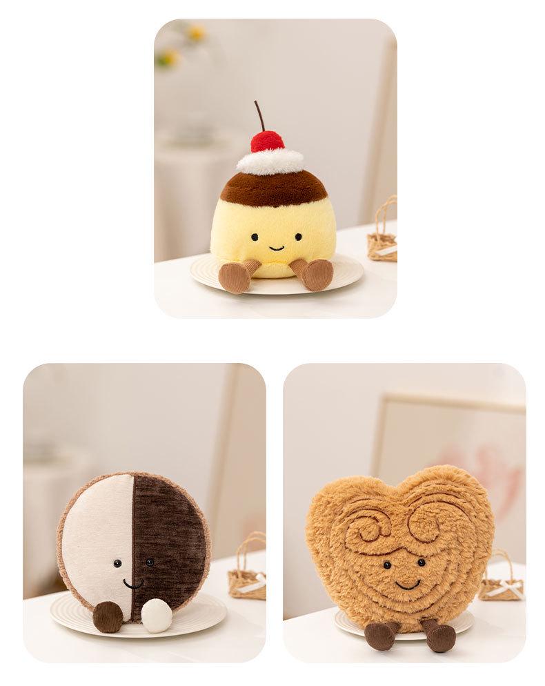 Hobby Dessert Plush Toy Set: Butterfly Pastry, Pudding Doll, and Biscuits Ornaments for Tea Time or Photo Props.