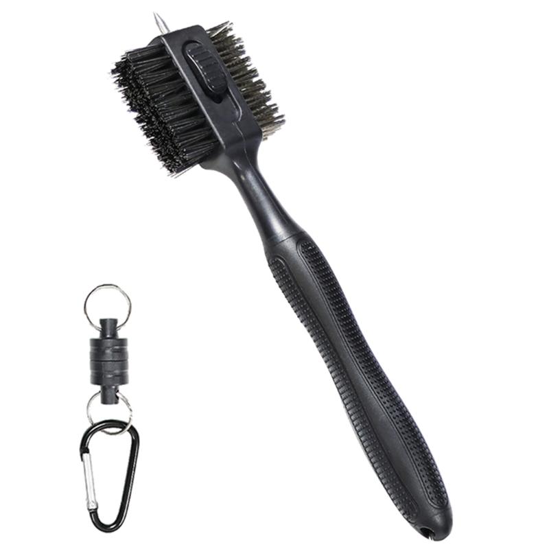 

Golf Club Brush Long Handle Double Sided Golf Rod Golf Groove Cleaner Golf Cleaning Brush Golf Club Aids with Keychain 1 чорний