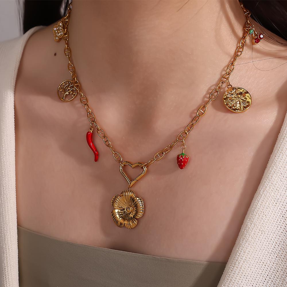 18K Gold-Plated Stainless Steel Beach-Style Pendant Necklace