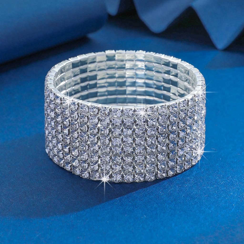 New Fashion Light Luxury Multi-Row Zircon Necklace Elastic Rhinestone Bracelet Full Diamond Bracelet Jewelry