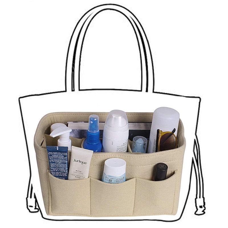 Fashion Women Bag Cosmetic Bags And Make Up Organizer Felt Insert Bag For Handbag Felt Cloth Inner Bag Fits Various Brand Bags
