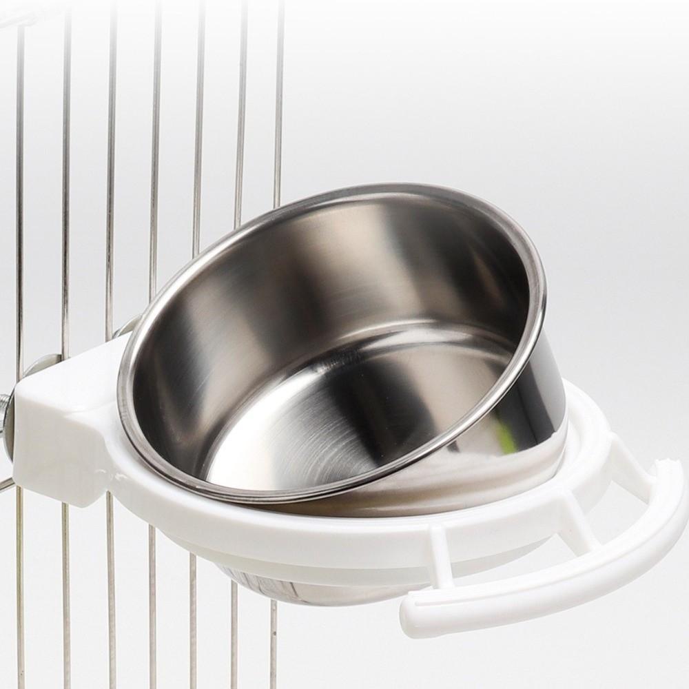 Stainless Steel Bird Food Container Durable Hanging Bird Bowl Bird Feeding Dish Parrot Cage