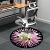 1pc Pink Dahlia Flower Chair Carpet for Office, Round Non Slip Durable Large Size Office Carpet, Suitable for Office