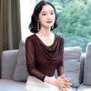 Moda Donna Primavera Autunno Maglia Sottile Camicetta Collo Alto Vestibilità Aderente Manica Lunga Maglietta Base