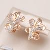 Natural Zircon Dangle Earrings For Women Fashion  Rose Gold Color Romantic Crystal Flower Earrings Daily Jewelry