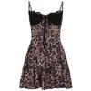 Women's Fashion Sexy Halter Leopard Print Lace Patchwork Receiving Waist Slimming Dress