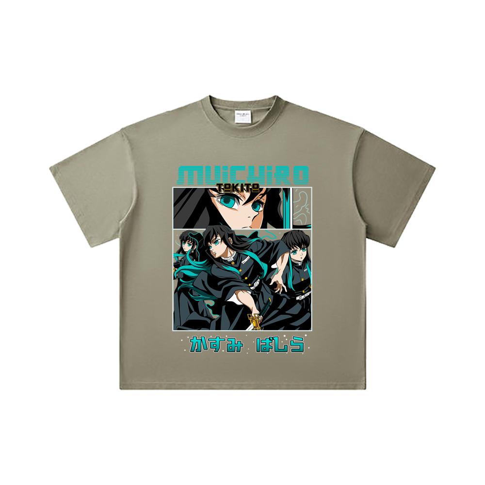 260 GSM Double Yarn 32 Count 100% Cotton Demon Slayer V8 Mitsuri Print Unisex Heavy Cotton T Shirt