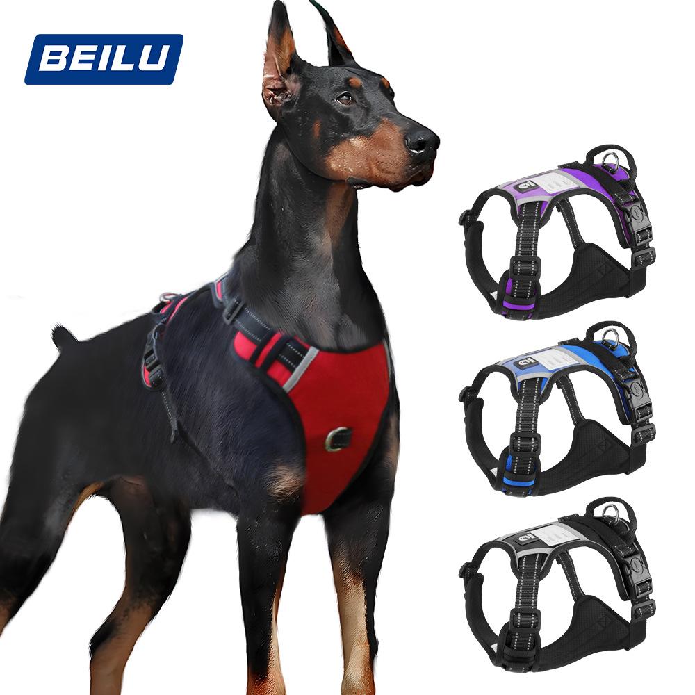 Reflective Anti-Shock Dog Harness with Leash, Oxford Cloth, for Large Dogs