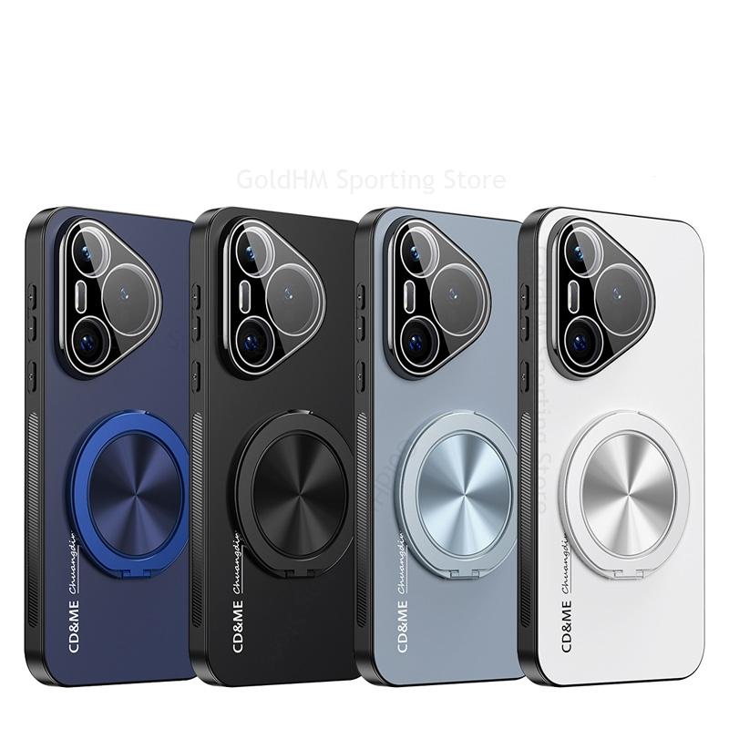 HD Lens Film Protector Phone Tough Case For Huawei Pura 80 Ultra 70 Pro Plus 360° Magnetic Ring Holder Bracket Matte Cover Nova 14 Ultra 13 12 Pro
