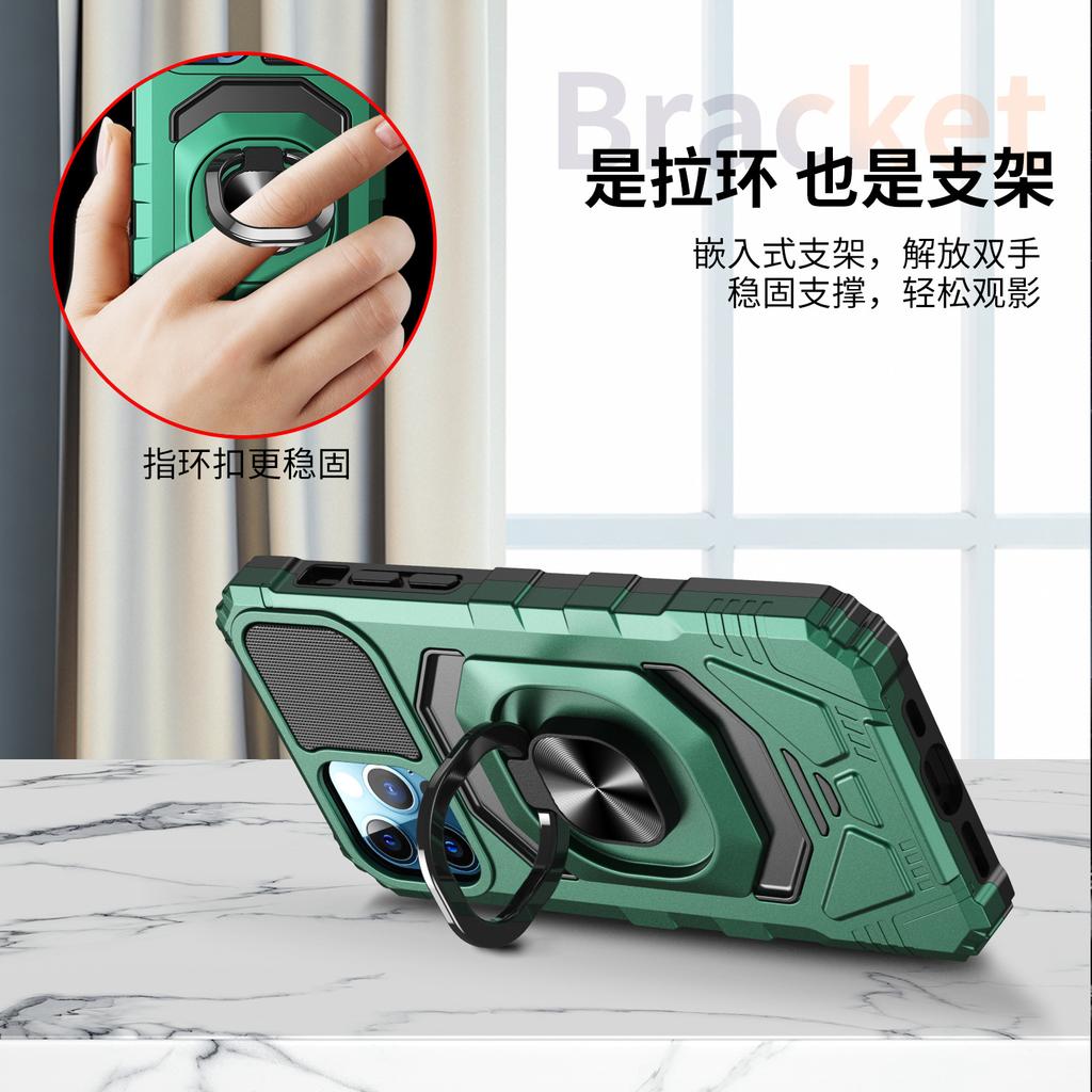 Applicable To Iphone15pro Alliance Armor Series Mobile Phone Case Wholesale Military Anti-drop Ring Bracket Case