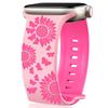 Two-Color Laser Engraved Butterfly & Flowers Silicone Apple Watch Band
