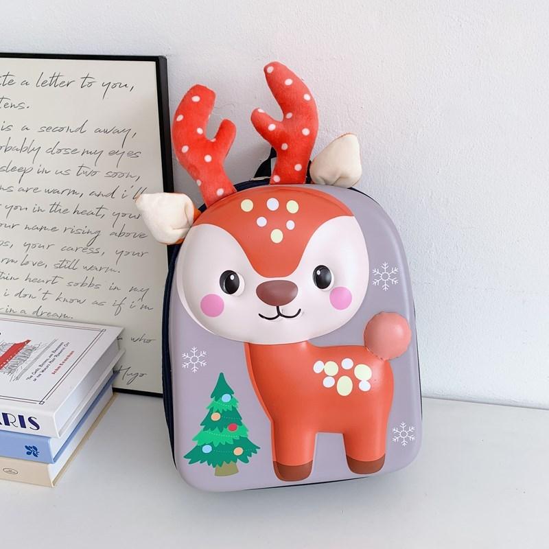 Cartoon Deer Kids Backpack With Pvc Shell For Preschool Children School Use