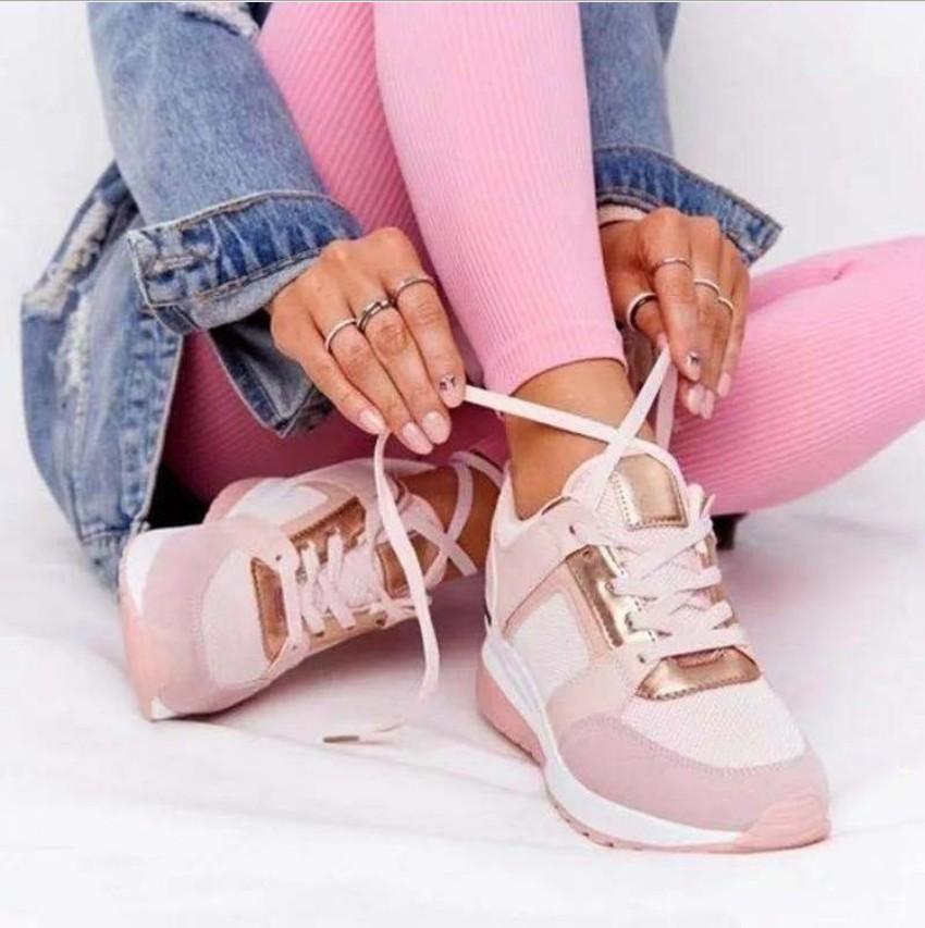 2025 Large Size Casual Single Shoes Autumn New European and American Breathable Women's Sports Shoes Lace-up Sneakers