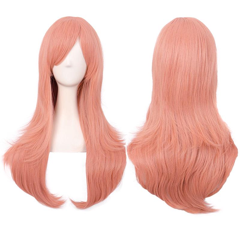 Long Curly Cosplay Wig for Women - 70cm, Gold/Pink/Blue, Realistic Full Wig with Headband