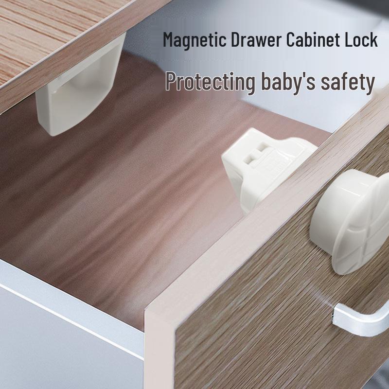 Child Safety Invisible Magnetic Lock for Cabinets & Drawers