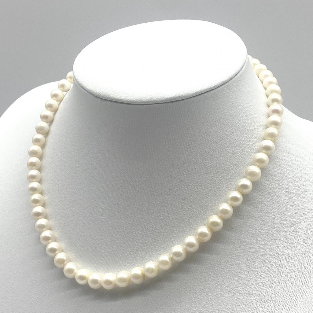 Akoya Pearl Necklace Genuine Jewelry Luster Approx. 41cm / 7.0mm–7.5mm / 32.5g Silver Clasps