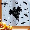Ghostly Silhouette Ornaments Halloween Static Sticker, with Witch/Ghost/Castle/Bat Horror Patterns, Durable PVC Spooky Party Decorations Wall Decals,