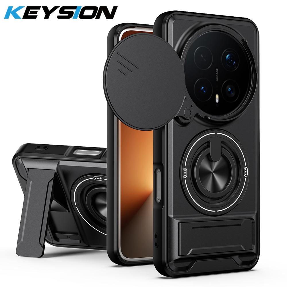 KEYSION Magnetic Phone Case for HONOR Magic 8 Pro 5G Slide Camera Protection Upright Kickstand 360 Ring Shockproof Back Cover
