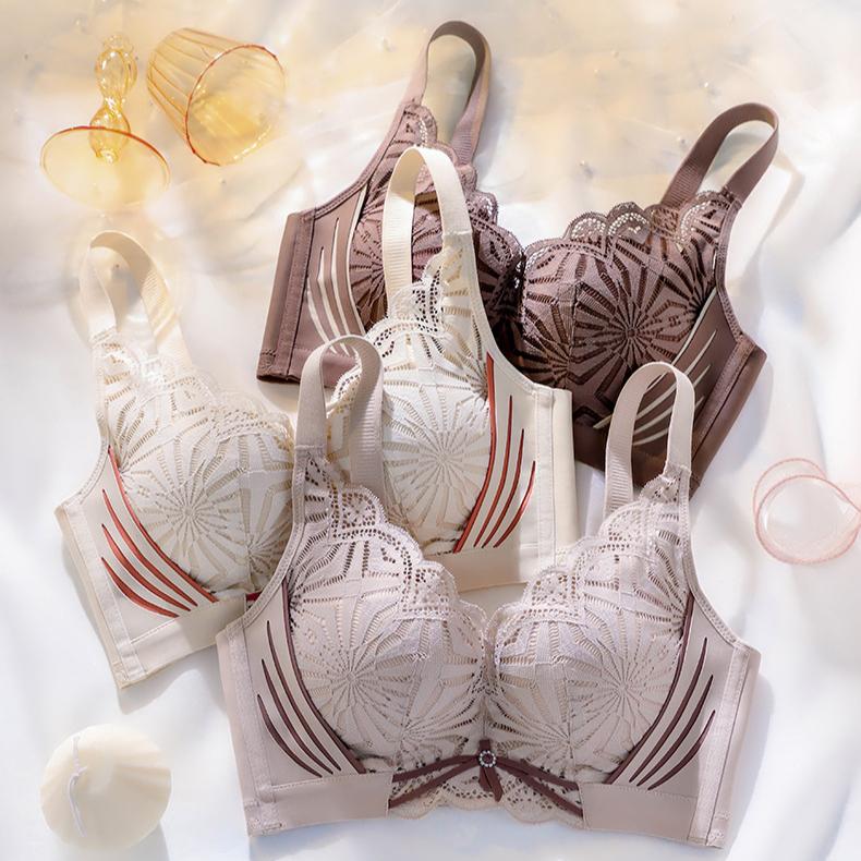 Silk Lingerie for Women Without Steel Rings Gathered and Gathered with Complementary Breasts Anti Sagging Adjustable Lace Latex Bra