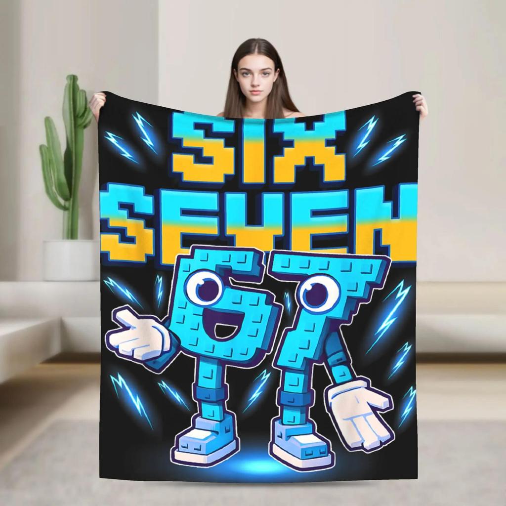 Six Seven Brainrot Italian Funny Gaming Meme Blanket Soft Fashion Plush Throw Blanket For Boy Living Room Flannel Bedspread