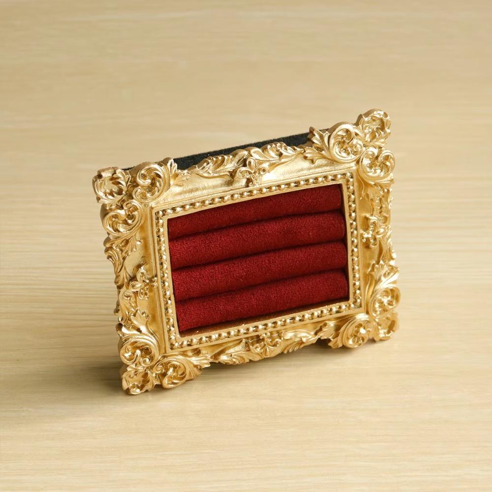 Vintage Gold Ring Display Stand Velvet Organizer Jewelry Display Rack  Photography Props