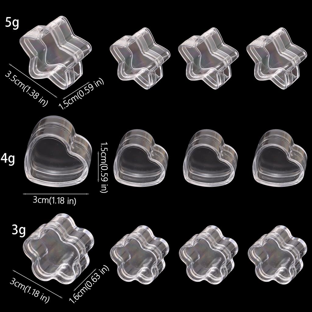 20 pcs/set of three transparent plastic jewelry bead storage boxes, small bottom container cans, cosmetics and nail art stora