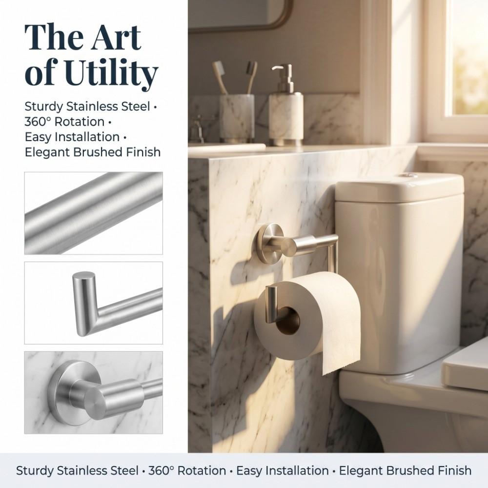 Wall-Mounted Toilet Paper Holder Stainless Steel Bathroom Towel Rack Tissue Holder  Modern Decor