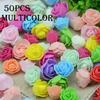 Mini Foam Rose Flower Head Simulation Handmade DIY Wedding Bride Bouquet Decor 24 Colors