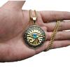 Eco-friendly Alloy Jewelry Electroplated Color-retaining Accessories, Horus Eye Necklace, Blue Eye Round Pendant