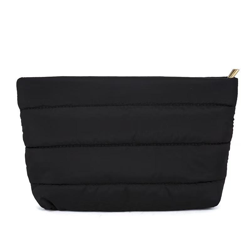 Women & Girls Fashion Puff Quilted Zipper Cosmetic Bag Soft Polyester Portable for Makeup & for Storage