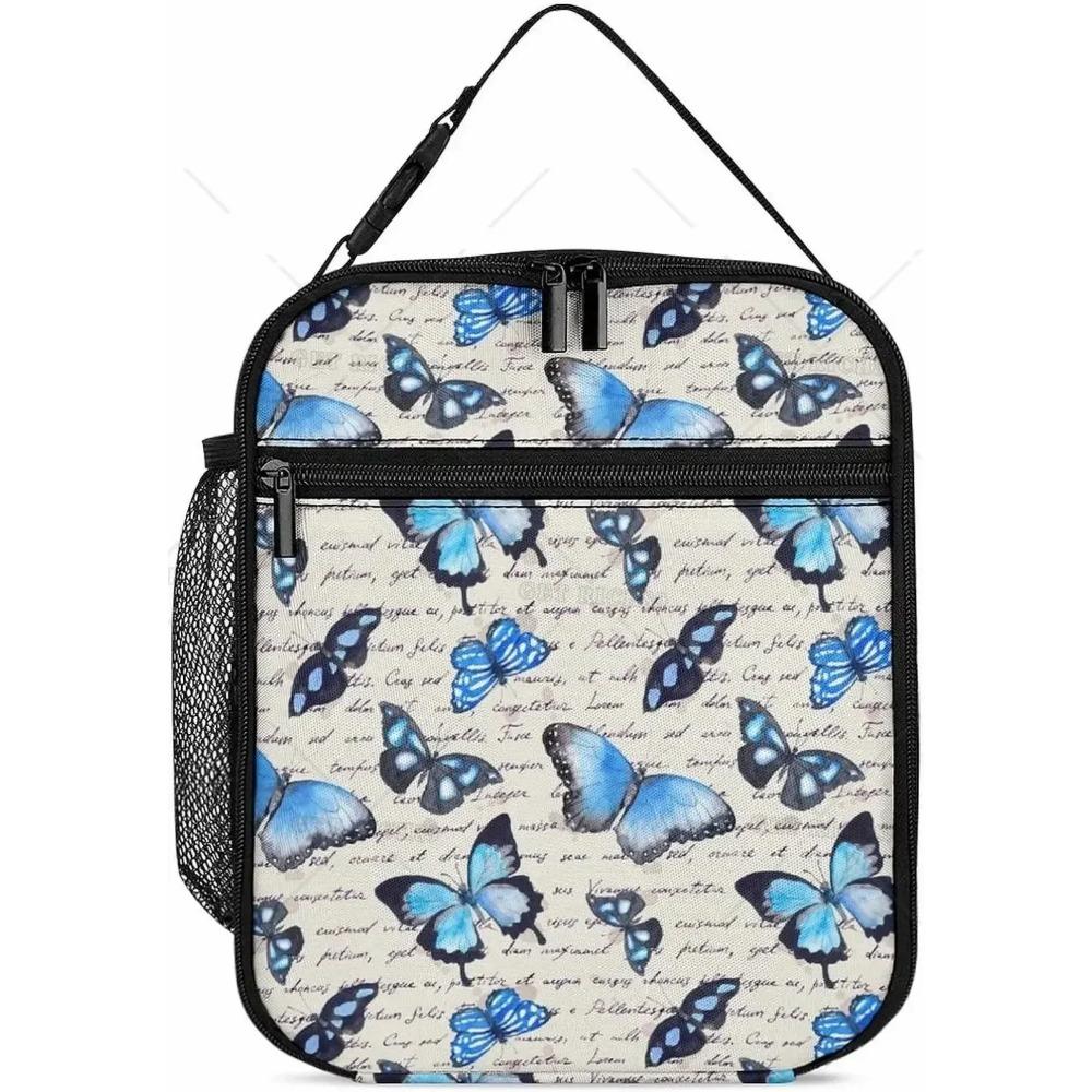 Insulated Purple Butterfly Lunch Bag - Reusable Cooler Tote for Women/Men - Waterproof & Leakproof - Lunch Box for Picnic Office