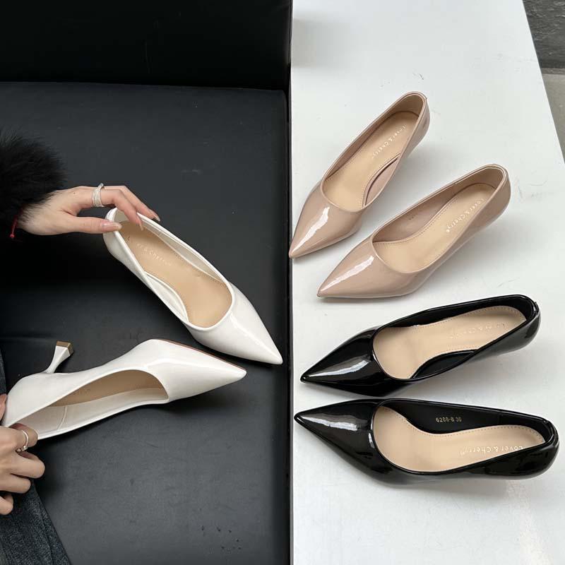 2026 Autumn Style Shallow Mouth Single French 6CM Versatile Stiletto High Heels Plus Fat Widening Large Women's Shoes