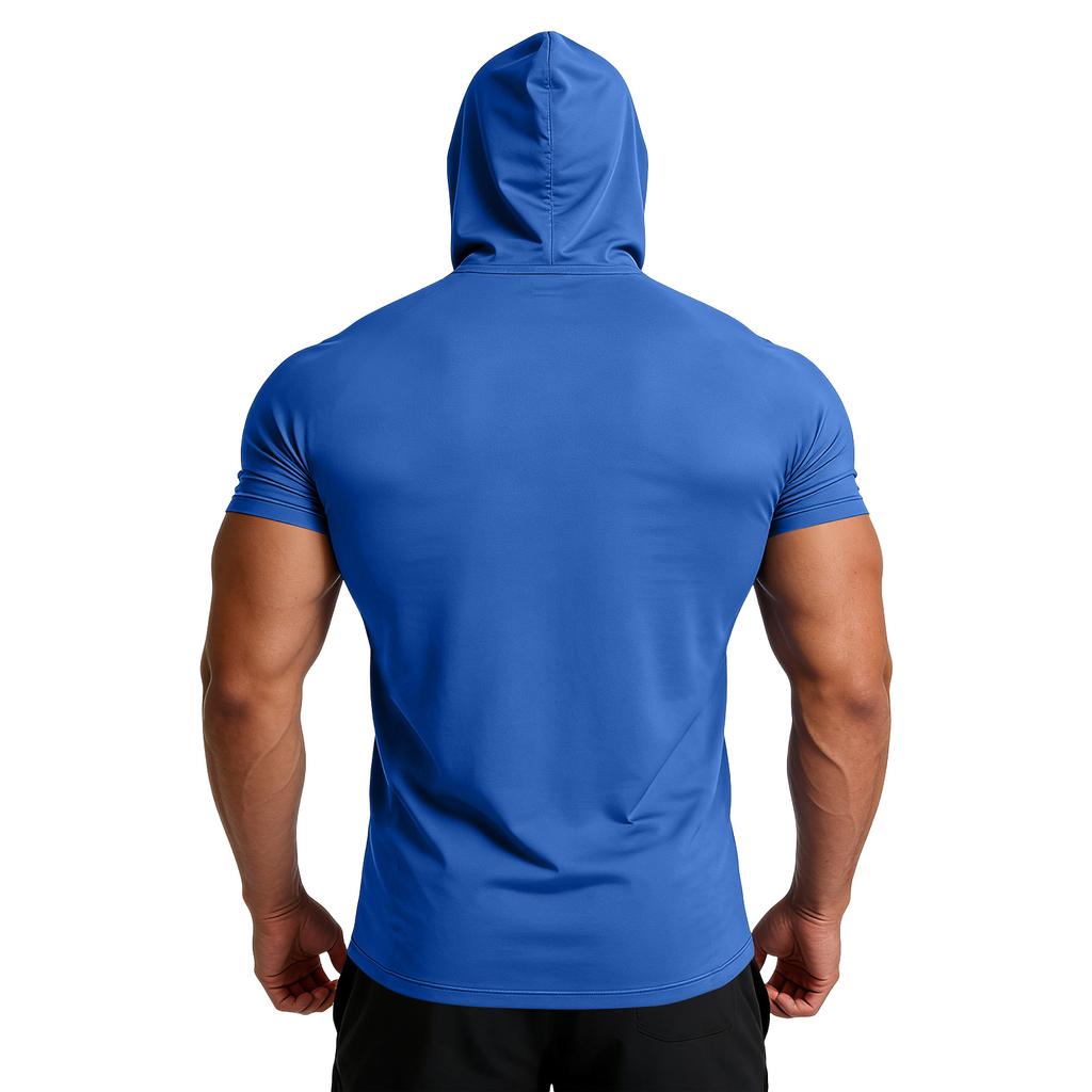 Men's Hooded Pocket Top Men's Casual Sports Quick Drying Short Sleeved Top