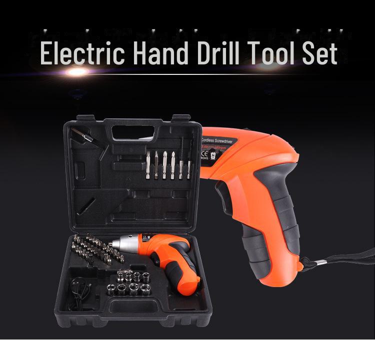 Set de scule multifuncțional cu 47 de piese, șurubelniță electrică reîncărcabilă și mașină de găurit manuală