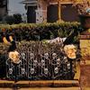 Horror Themed Yard Landscape Ornaments LED Solar Crow Skull Light, Waterproof Halloween Pathway Gothic Decorative Stakes for Flowerbeds on Skeleton